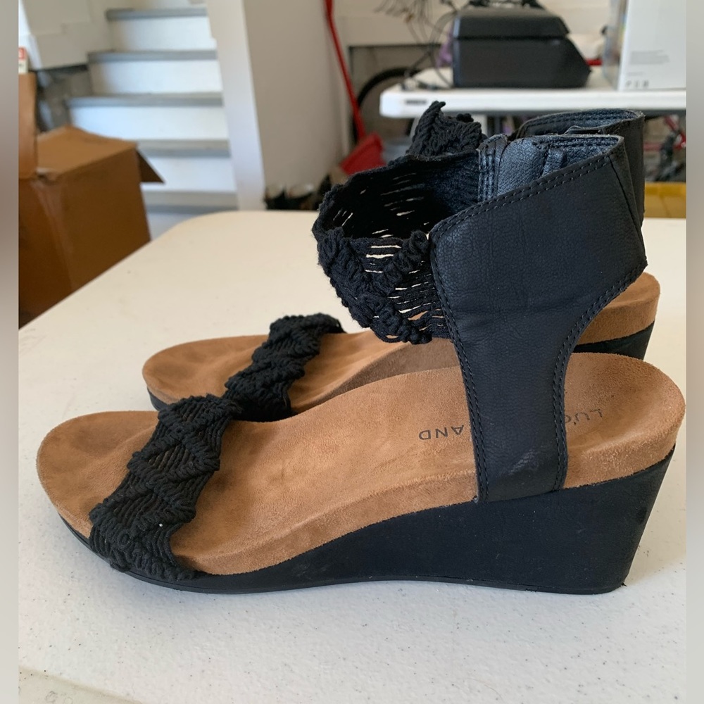 Lucky Brand Black Crochet Wedges